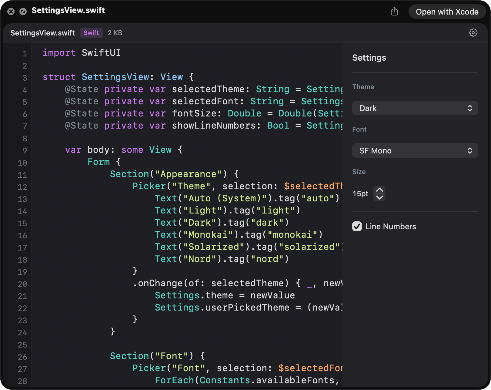 Syntax Look — Dark theme