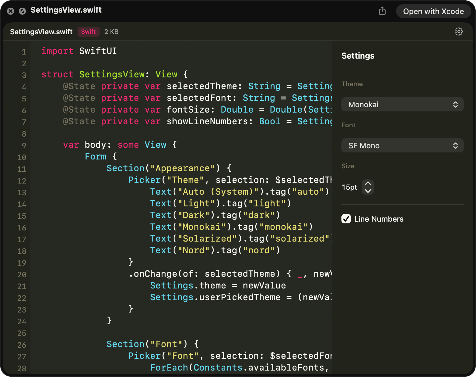Syntax Look — Monokai theme