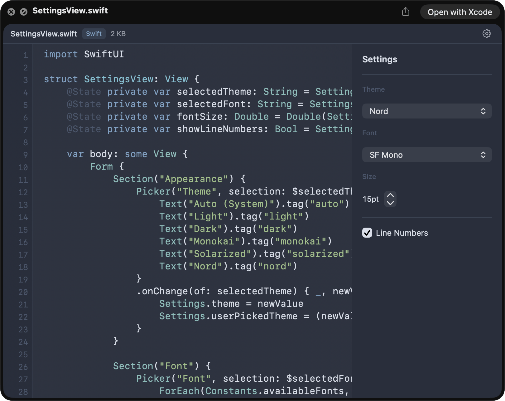 Syntax Look — Nord theme